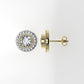 14k Gold Earrings with 40 STONES VS1, "Stt: Bezel", Cut Split, Round Style