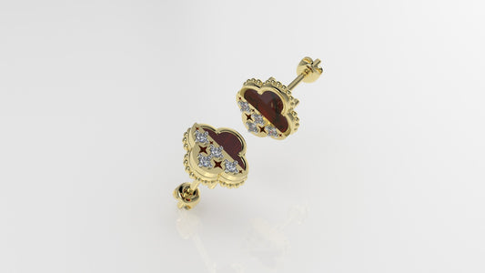 14k Gold Earrings with 10 STONES, Stt: Prong