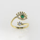 14K Ring with 20 STONES, Stt: Prong and Bezel, Eye Style
