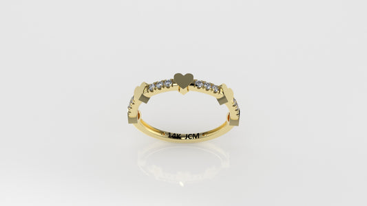 14K Ring with 12 DIAMONDS VS1, Cut Split , Heart Style