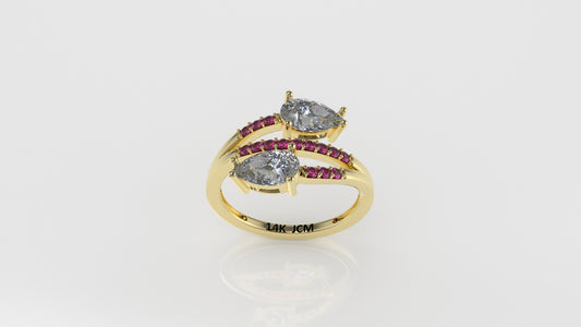 14K Ring with 17 STONES, Cut Chanel, Stt: Prong