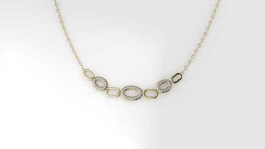 14K Gold Necklace with 43 MOISSANITE, length is 18 inches with chain, STT: Prong