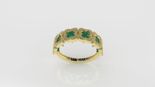 14K Ring with 6 STONES, Stt: Prong, FILIGREE