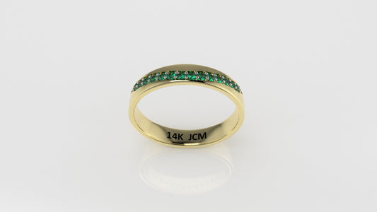 14K Gold Ring with 14 EMERALD, Cut Chanel, STT:Prong