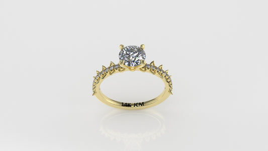 14K Ring with 23 STONES, STT: Prong, Cut Split