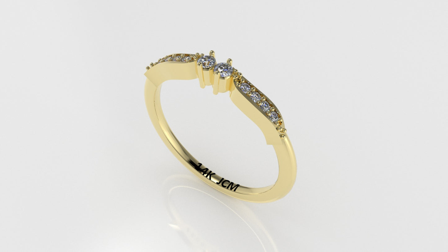 14K Gold Ring with 10 STONES, STT: Prong, Cut Chanel