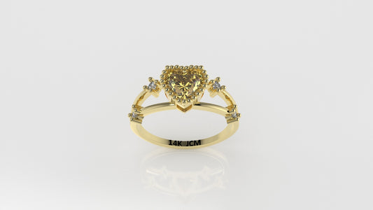 14K Gold Ring with 5 STONES, STT: Prong and Bezel, FILIGREE