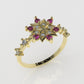 14K Ring with 16 STONES, STT: Prong, Star Style