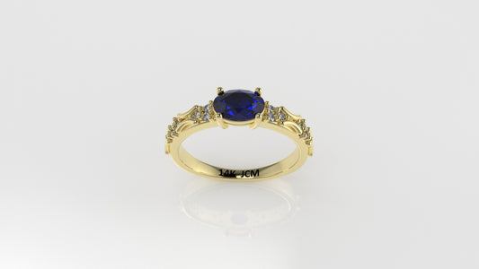 14K Gold Ring with 15 STONES, STT: Prong