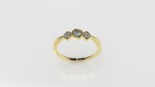 14K Gold Ring with 7 MOISSANITE, STT: Prong and Bezel