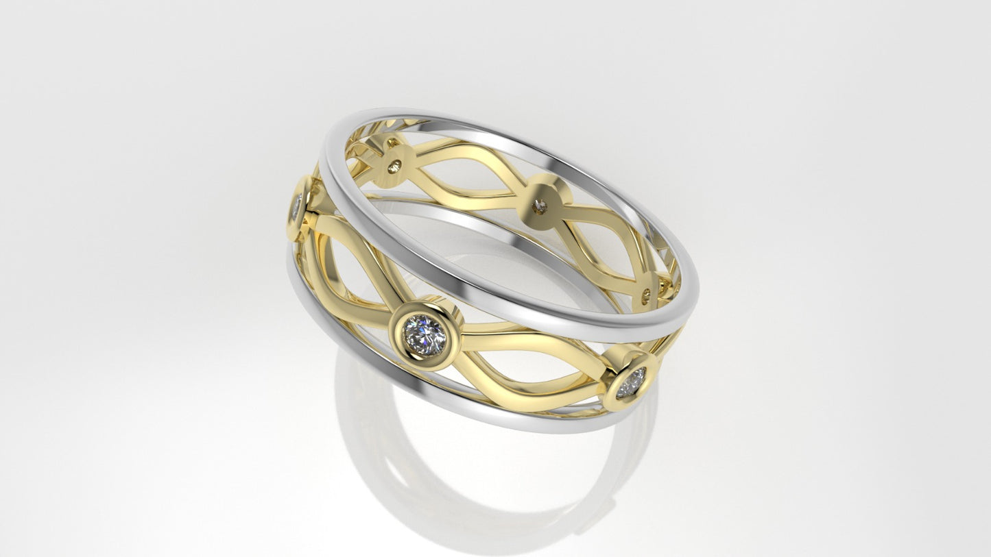 14K Gold Ring with 6 MOISSANITE, STT: Bezel, for men