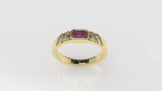 14K Ring with 13 STONES, Stt: Prong and Bezel, Cut Chanel, For Men