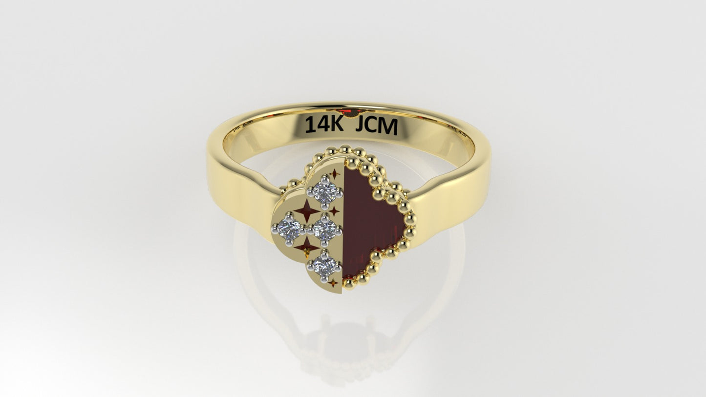14K Gold Ring with 5 STONES, Stt: Prong and Bezel, FILIGREE, For Men