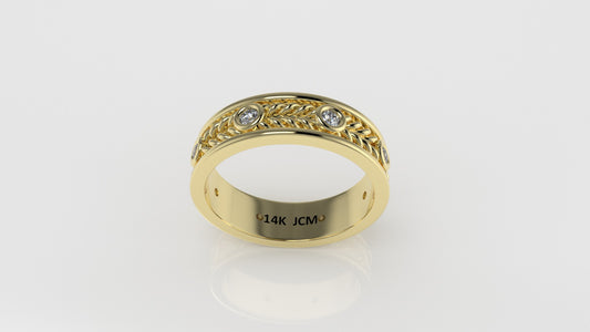 14K Ring with 8 MOISSANITE, Stt: Bezel, Rope, For Men