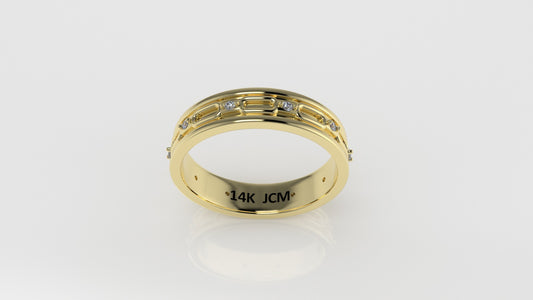 14K Gold Ring with 10 DIAMONDS, Stt: Prong, For Men