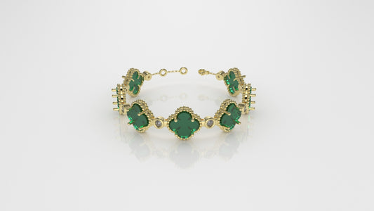 14K Bracelet with 15 STONES, "Stt: Prong and Bezel", long 7 or 7 1/2 inch