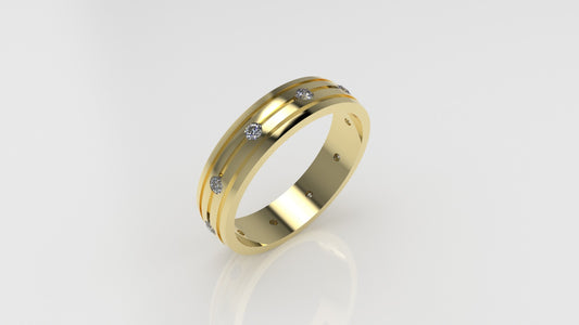 14K Gold Ring with 10 DIAMONDS, Stt: Bezel, For Men