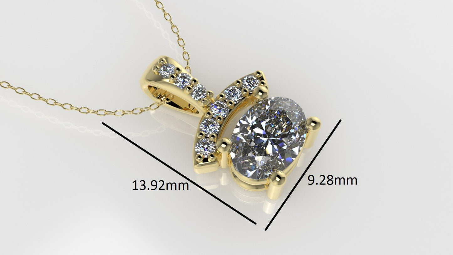 14K Gold Pendant with 9 Diamonds VS1, STT: Prong, Only Pendant