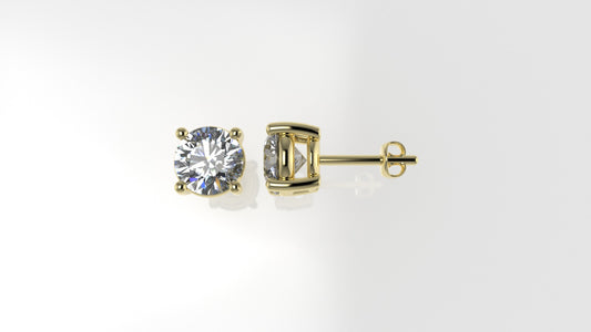 14k Gold Earrings with 2 DIAMONDS VS1 , "STT: Prong", Push Back