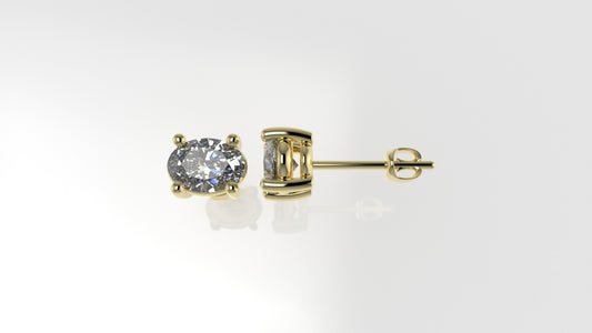 14k Earrings with 2 OVAL DIAMONDS VS1 , "STT: Prong", Push Back