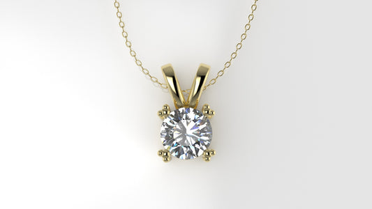 14K Gold Pendant with 1 Round Diamond VS1, STT: Prong with FILIGREE, Only Pendant Included Bell