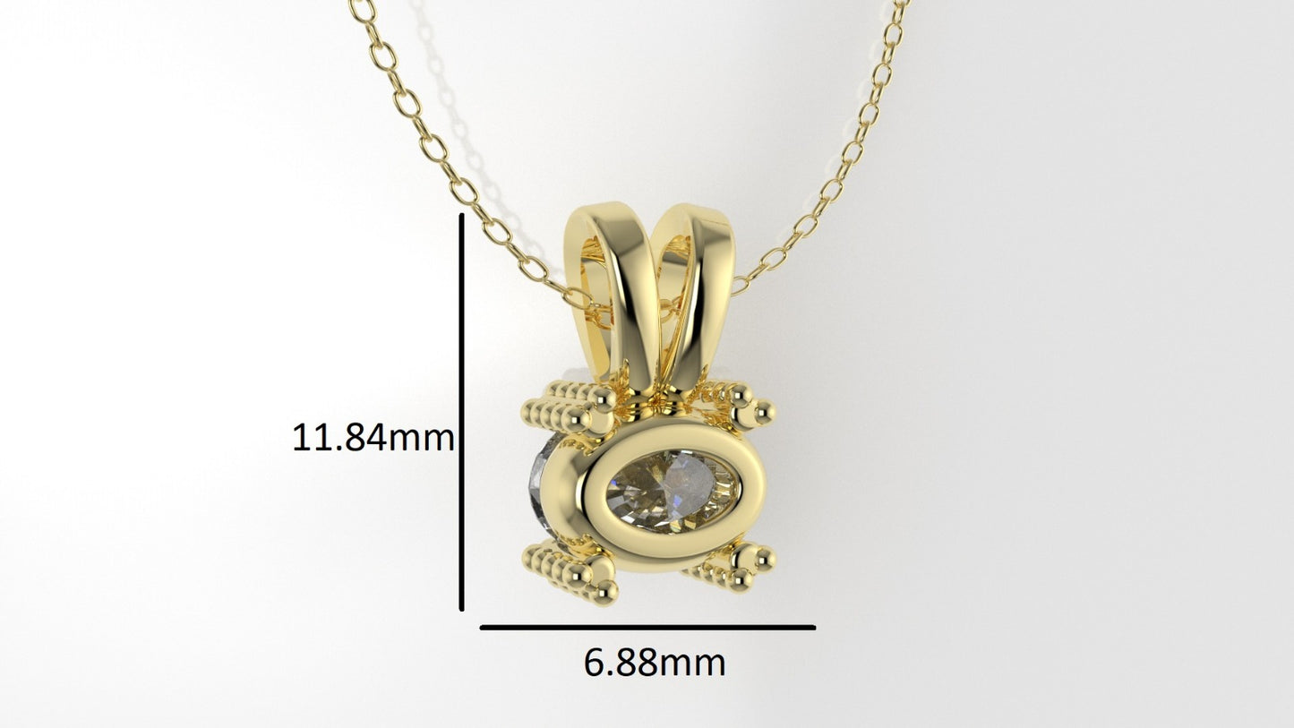 14K Gold Pendant with 1 Oval Diamond VS1, STT: Prong with FILIGREE, Only Pendant Included Bell