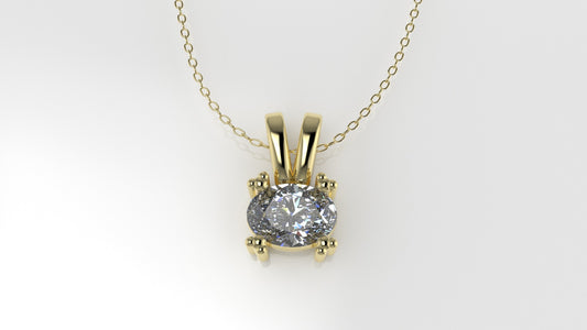 14K Gold Pendant with 1 Oval Diamond VS1, STT: Prong with FILIGREE, Only Pendant Included Bell
