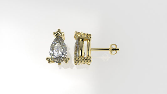 14k Earrings with 2 PEAR DIAMONDS VS1 , "STT: Prong with FILIGREE", Push Back