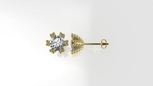 14k Earrings with 2 DIAMONDS VS1, "STT: Prong with FILIGREE", Push Back