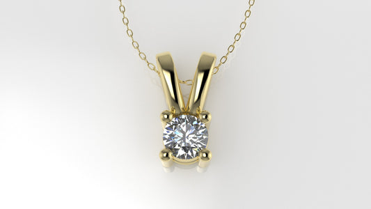 14K Pendant with 1 Round Diamond 0.25ct VS1, STT: Prong, Only Pendant Included Bell