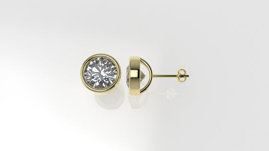 14k Earrings with 2 DIAMONDS 3.00ct VS1 , "STT: Bezel", Push Back