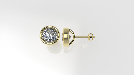 14k Earrings with 2 DIAMONDS 2.00ct VS1 , "STT: Bezel", Push Back