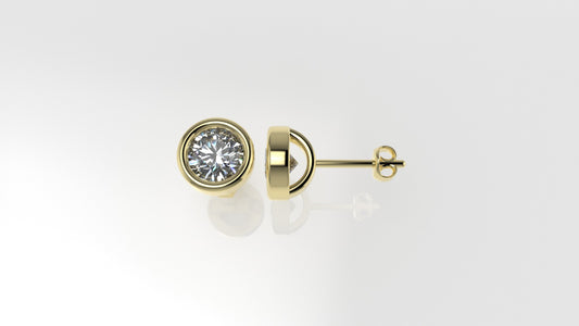 14k Earrings with 2 DIAMONDS 1.00ct VS1 , "STT: Bezel", Push Back