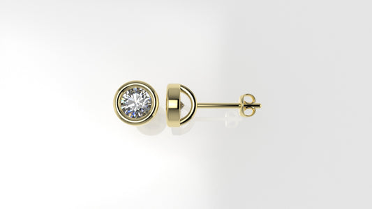 14k Earrings with 2 DIAMONDS 0.50ct VS1, "STT: Bezel", Push Back