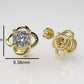 14k Earrings with 2 DIAMONDS 1.00ct VS1, "STT: 4-Prong", Style Flower, Push Back