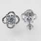 14k Earrings with 2 DIAMONDS 1.00ct VS1, "STT: 4-Prong", Style Flower, Push Back