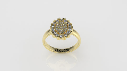 14K Ring with 43 Diamonds, STT: Prong, Oval Style