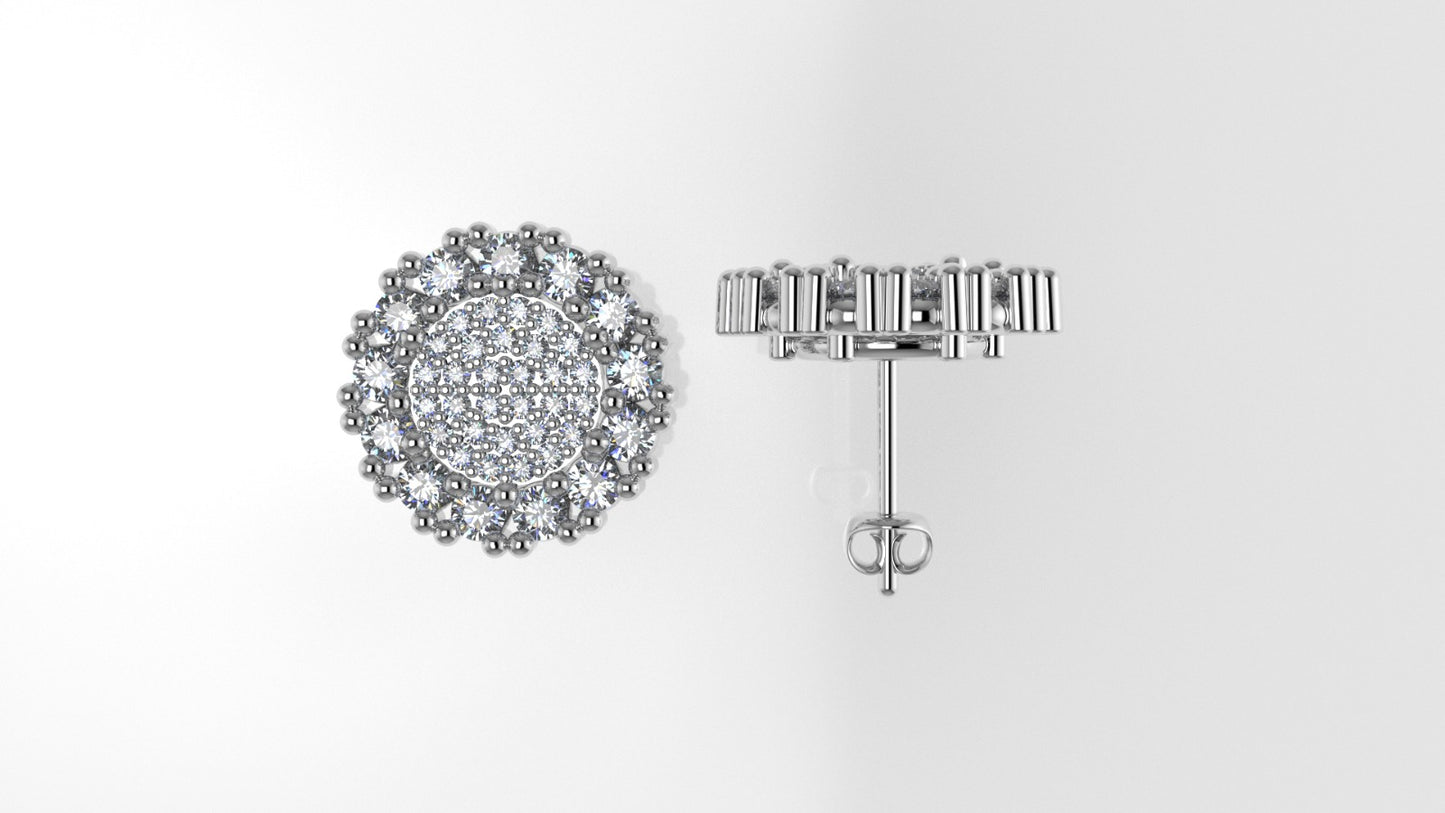 14k Earrings with 86 DIAMONDS, "STT: Prong", Push Back, Round Style