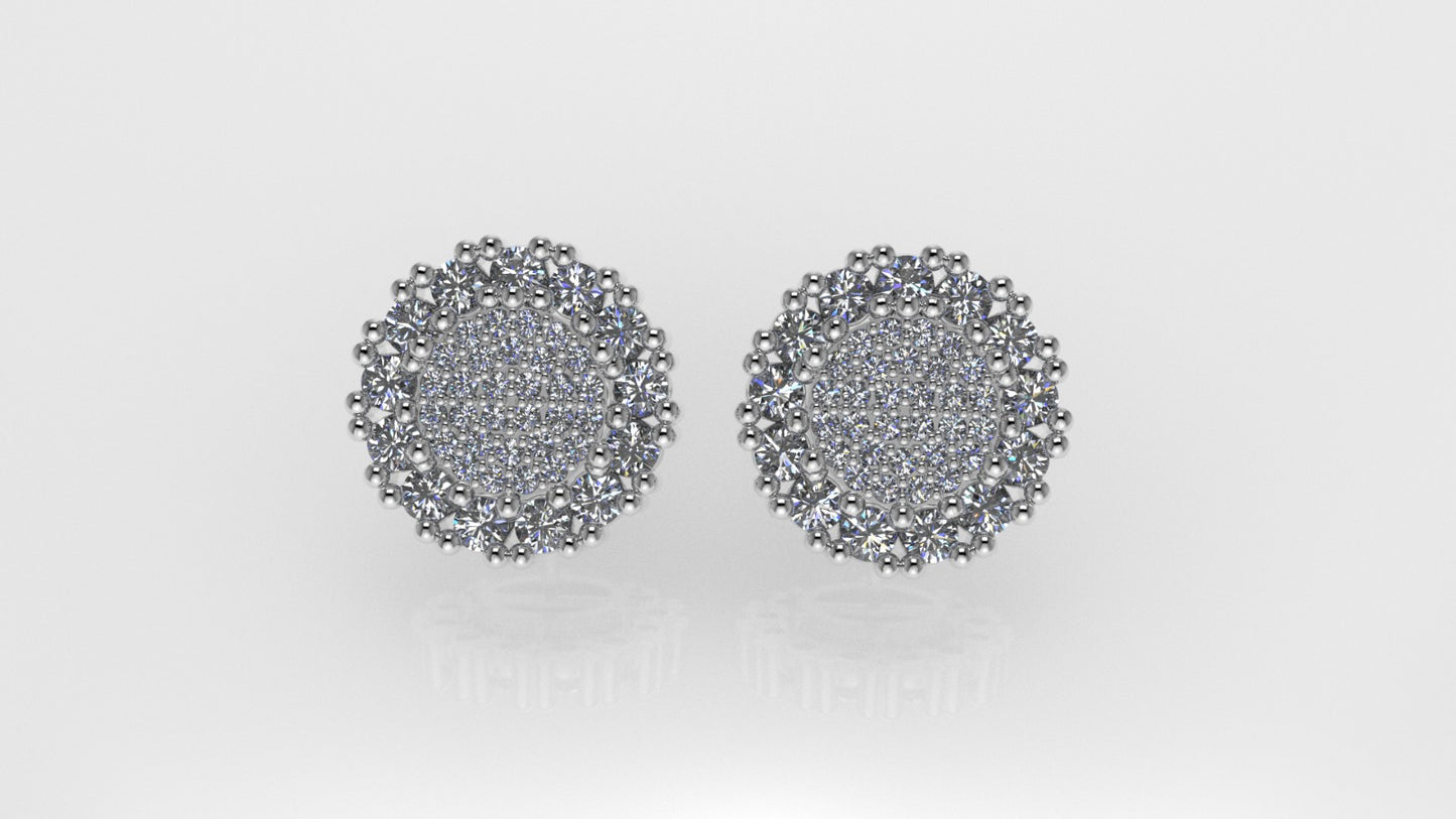 14k Earrings with 86 DIAMONDS, "STT: Prong", Push Back, Round Style