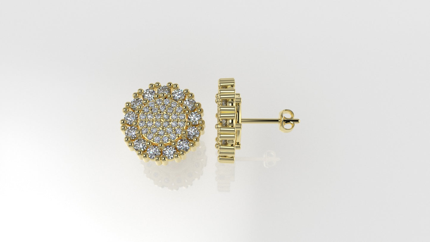 14k Earrings with 86 DIAMONDS, "STT: Prong", Push Back, Round Style