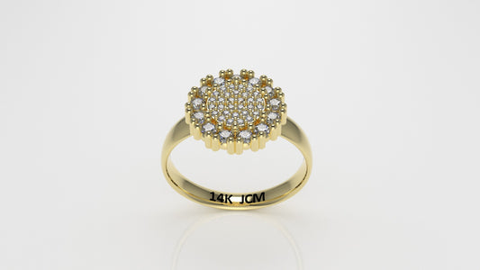 14K Gold Ring with 43 Diamonds, STT: Prong, Round Style