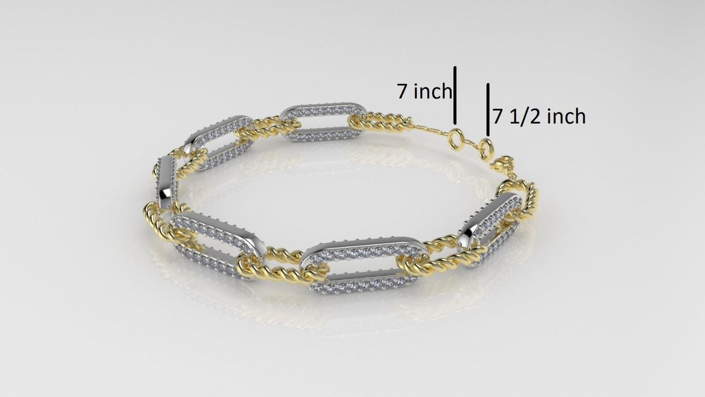 14K Gold Bracelet with 216 DIAMONDS, "Stt: Prong", long 7 or 7 1/2 inch