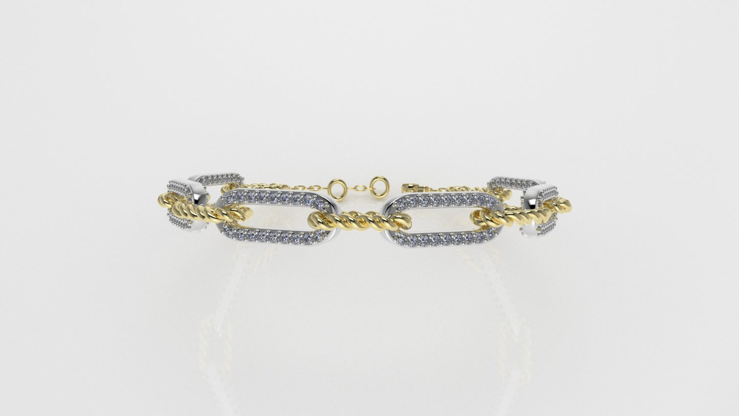 14K Gold Bracelet with 216 DIAMONDS, "Stt: Prong", long 7 or 7 1/2 inch