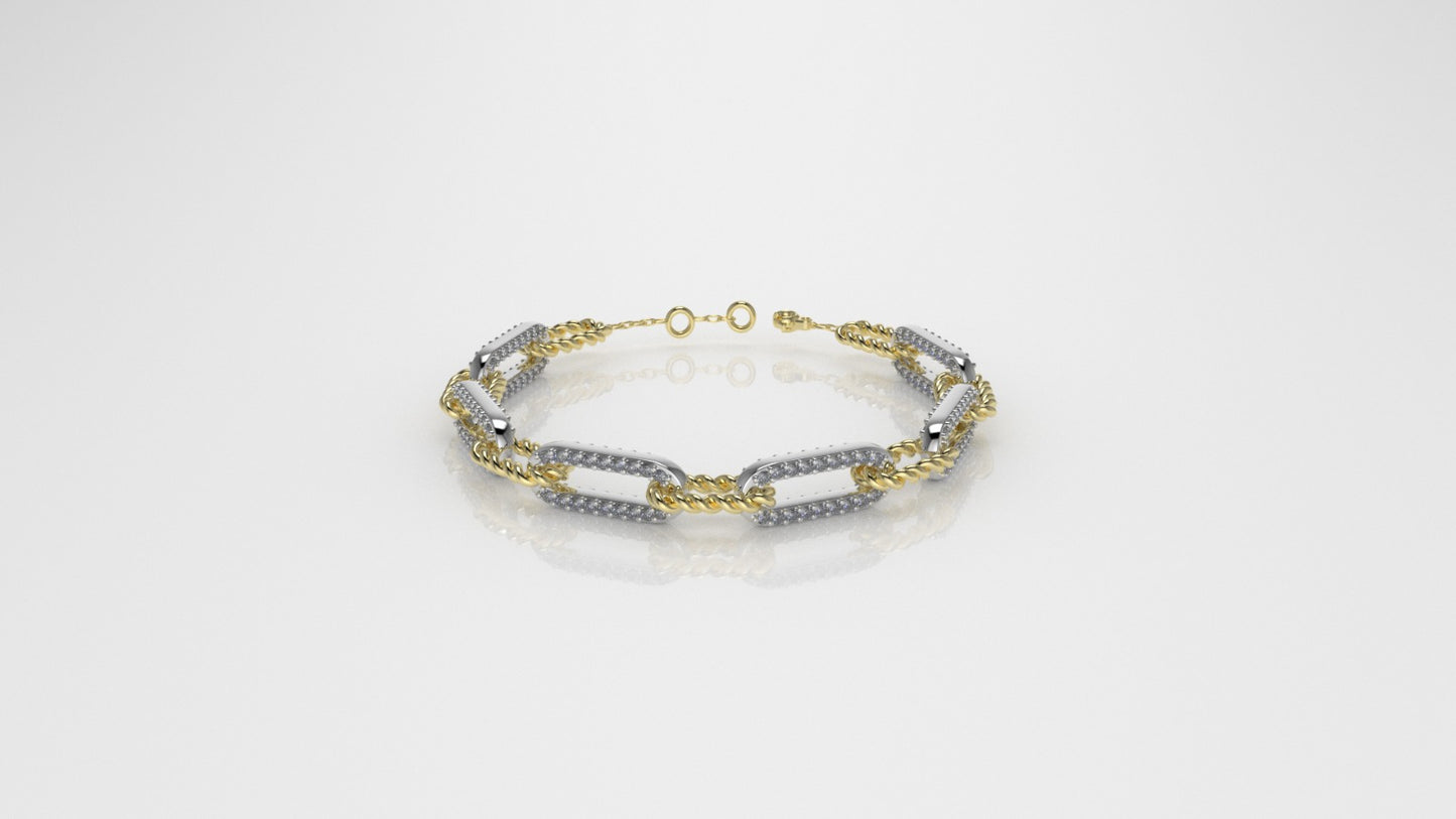 14K Gold Bracelet with 216 DIAMONDS, "Stt: Prong", long 7 or 7 1/2 inch