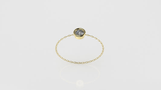 Birthstone Bezel Chain Ring with Diamond