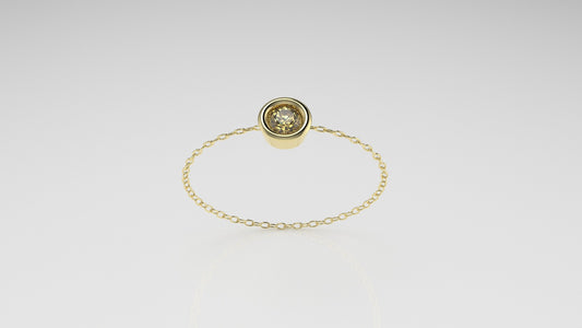 Birthstone Bezel Chain Ring with Citrine