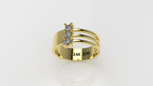 14K Gold Ring with 3 Diamonds, STT: 4-Prong