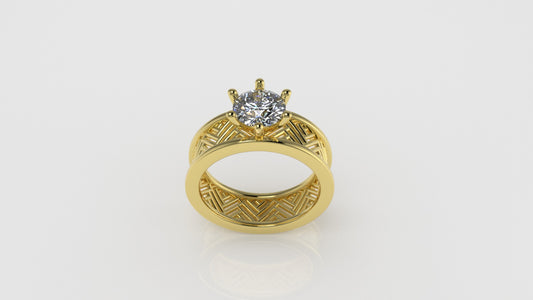 14K Gold Ring with 1 Diamond, STT: 6-Prong