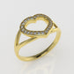 14K Gold Ring with 24 Diamonds, STT: Prong, Cut Chanel, "Heart Style"