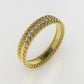 14K Ring with 11 Diamonds, STT: Prong, Rope Style